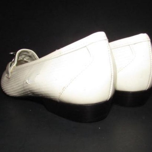Naturalizer White Patent Loafers with a Bamboo Horse-bit Accent