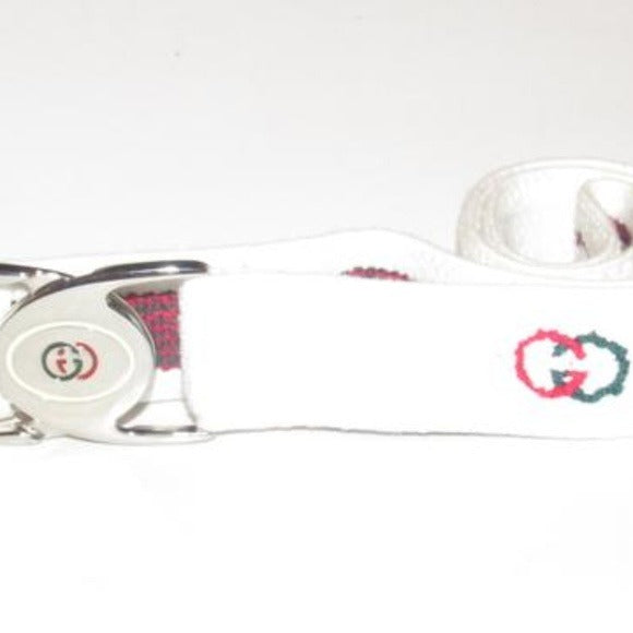 Gucci NOS White Terry Cloth Belt w Red Green Enamel
