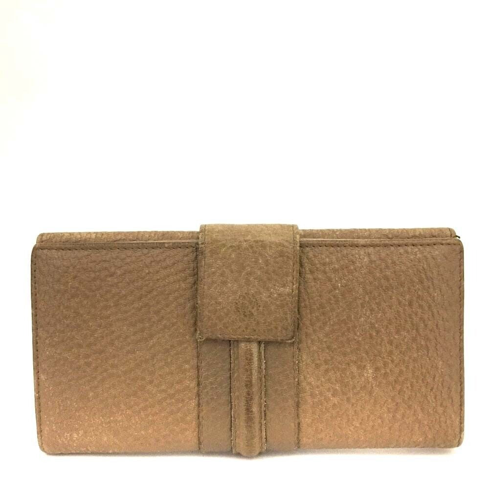 RARE, Gucci, Tom Ford era, textured camel leather XL continental bi-fold wallet with a gold Gucci logo clasp & lots of cards slots