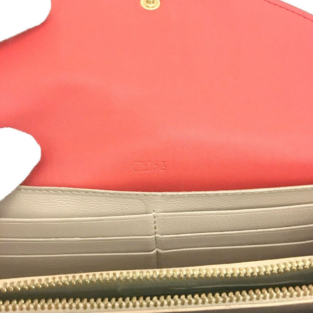 Chloe red leather Georgia XL wallet w double snap envelope top