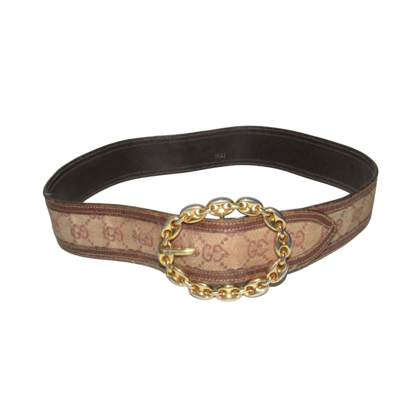 Early brown Guccissima leather belt w a gold Gucci link buckle