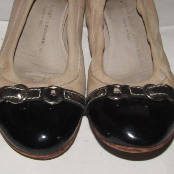 Attilio Giusti Leombruni Metallic Ivory Leather Flats