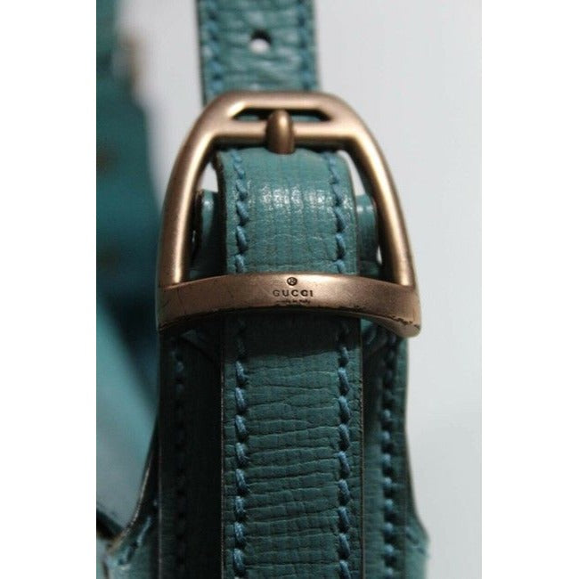 Gucci Turquoise Leather Horse-bit Chain Saddle Bag