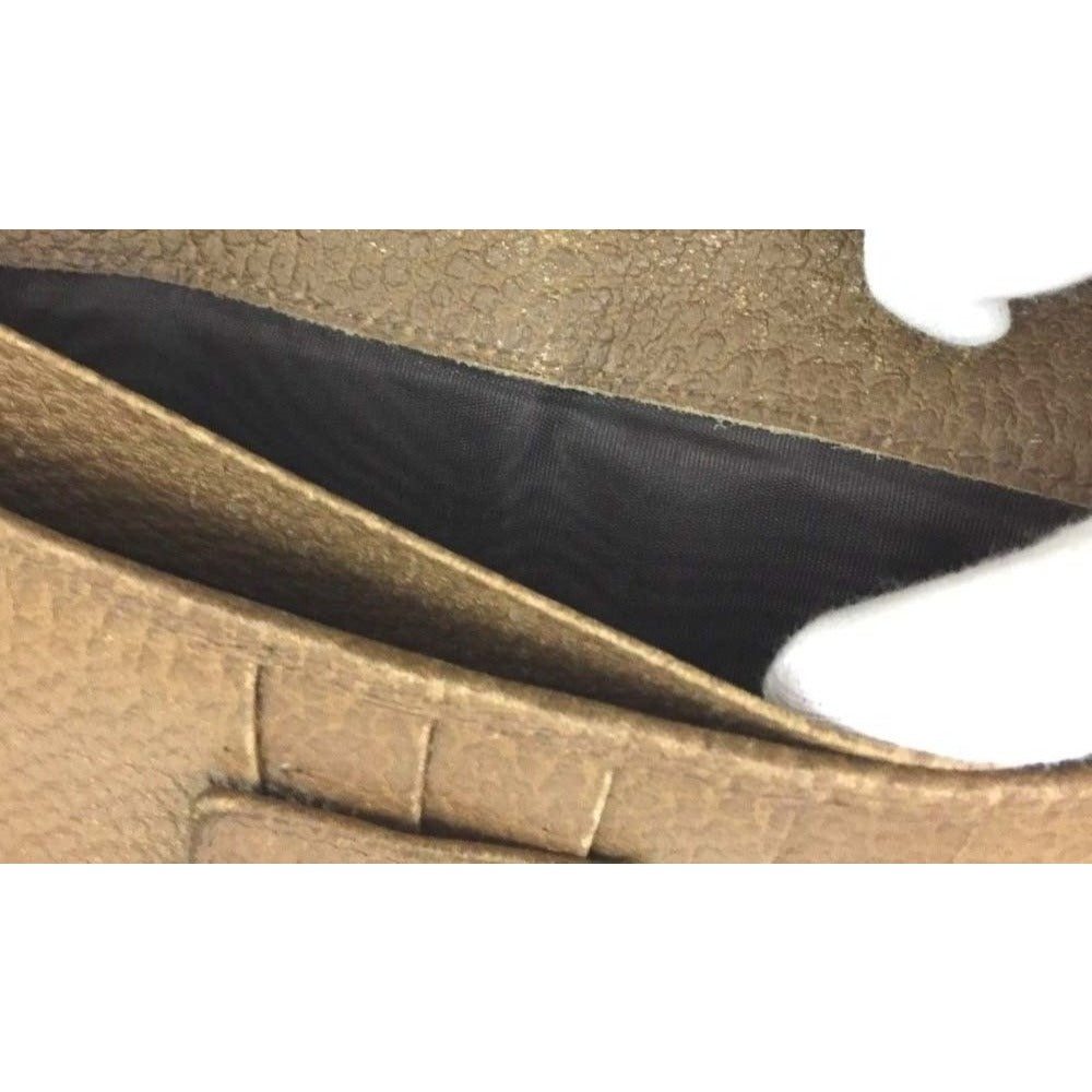 RARE, Gucci, Tom Ford era, textured camel leather XL continental bi-fold wallet with a gold Gucci logo clasp & lots of cards slots