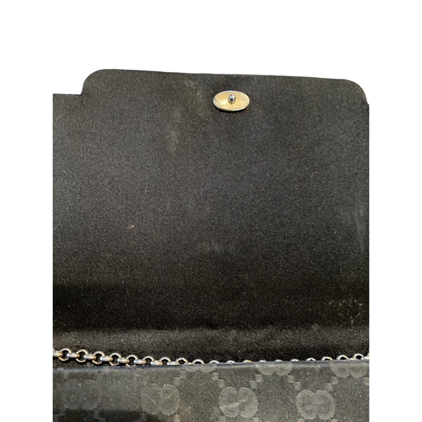 Vintage, one of a kind, Gucci, black Guccissima print silk over leather, two-way style bag with a gold chain link, removable strap
