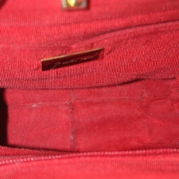 Judith Leiber Vintage Red Snakeskin Leather Two-Way Cross Body or Clutch Evening Bag w Red Stone Clasp