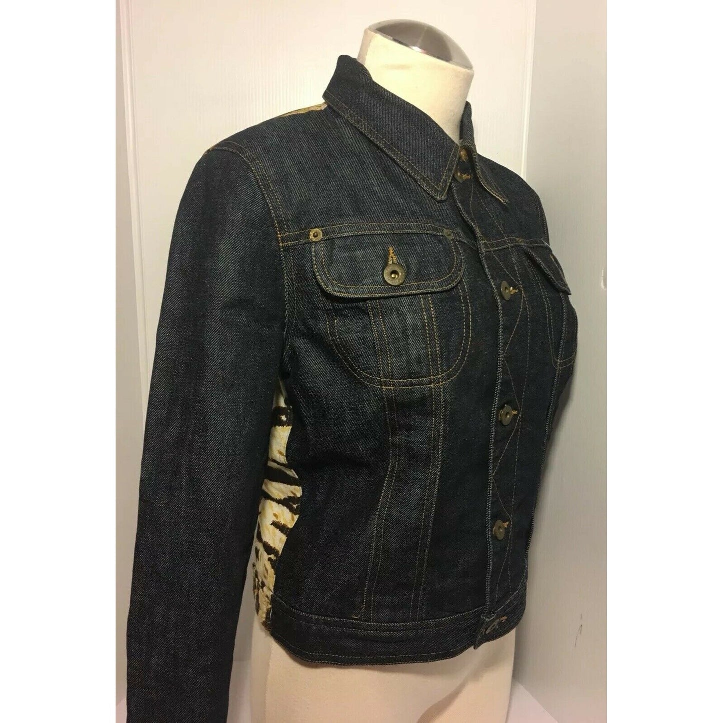 Dolce & Gabbana dark rinse denim & leopard print JEANS