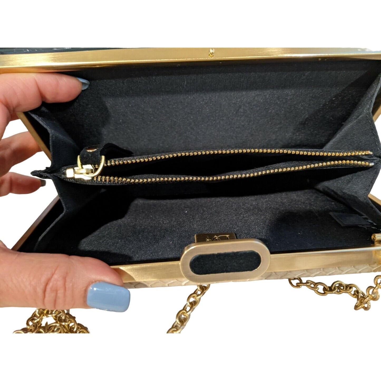 DVF eel & python double-sided two-way clutch w mod print