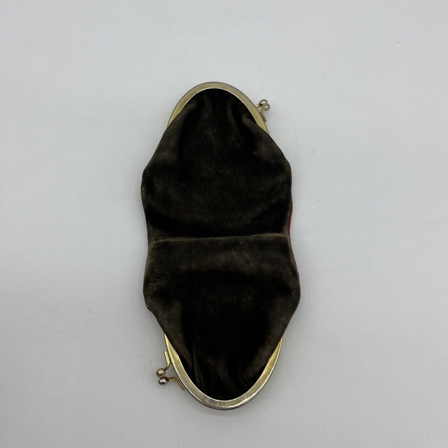Vintage double sided, red leather & brown suede kiss close change purse