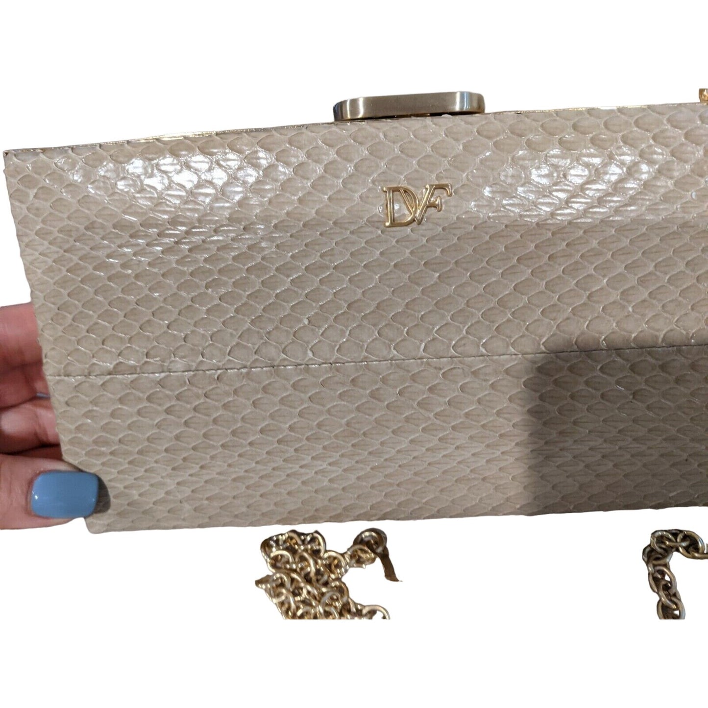 DVF eel & python double-sided two-way clutch w mod print