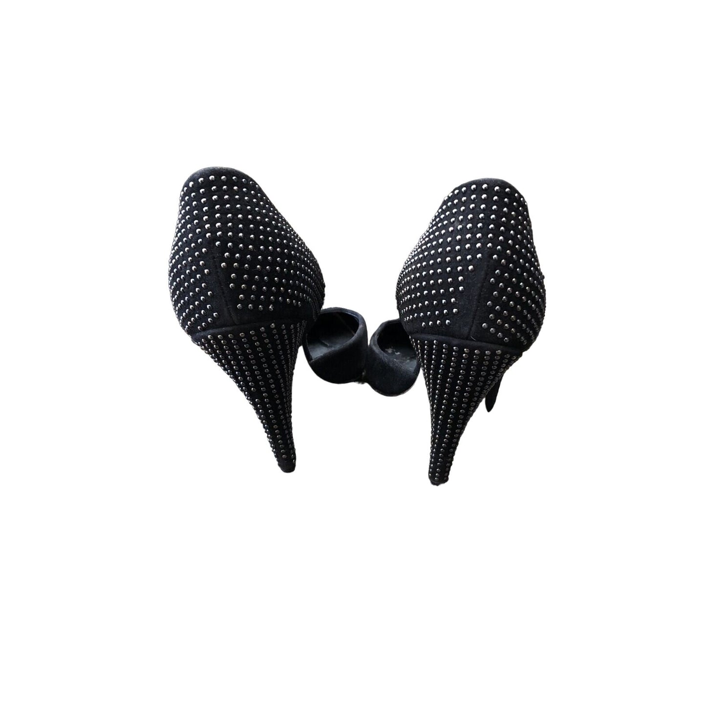 Miu Miu black suede geometric d'orsay heels w chrome studs