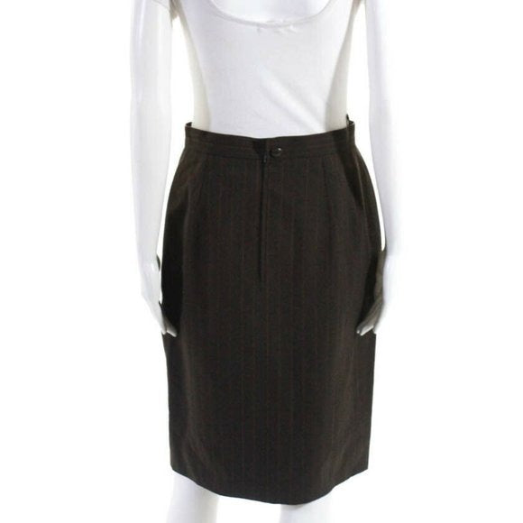 EMANUEL UNGARO WOMENS VINTAGE PINSTRIPED PENCIL SKIRT