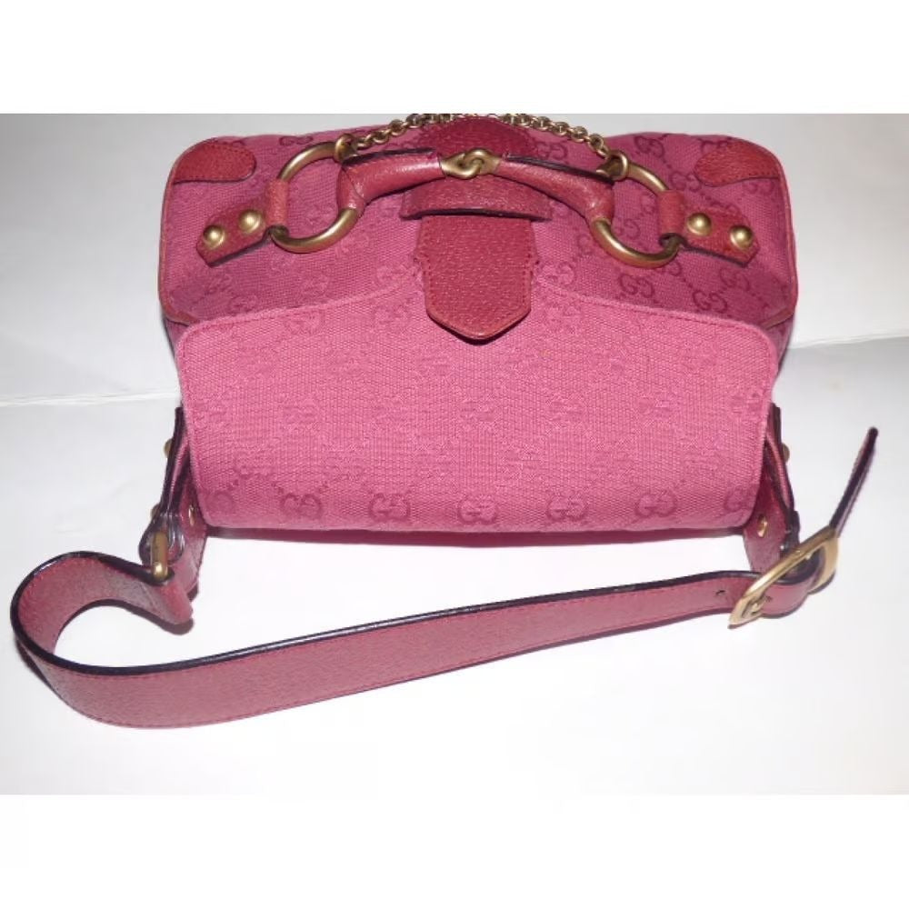 Gucci pink Guccissima leather Horse-bit chain saddle bag