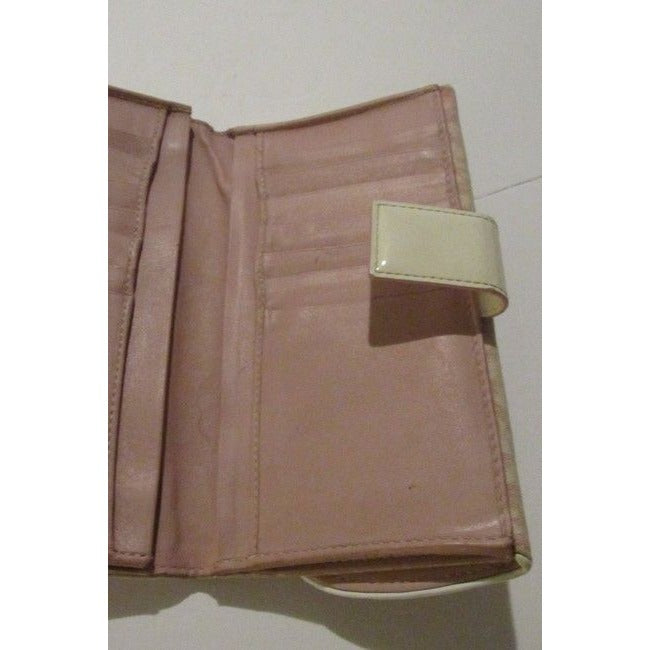 Dior, Pink Trotter/Cherry Print Canvas & Pink Leather, Tri-Fold, Saddle Bag Style Wallet with a Dangling Chrome 'D'