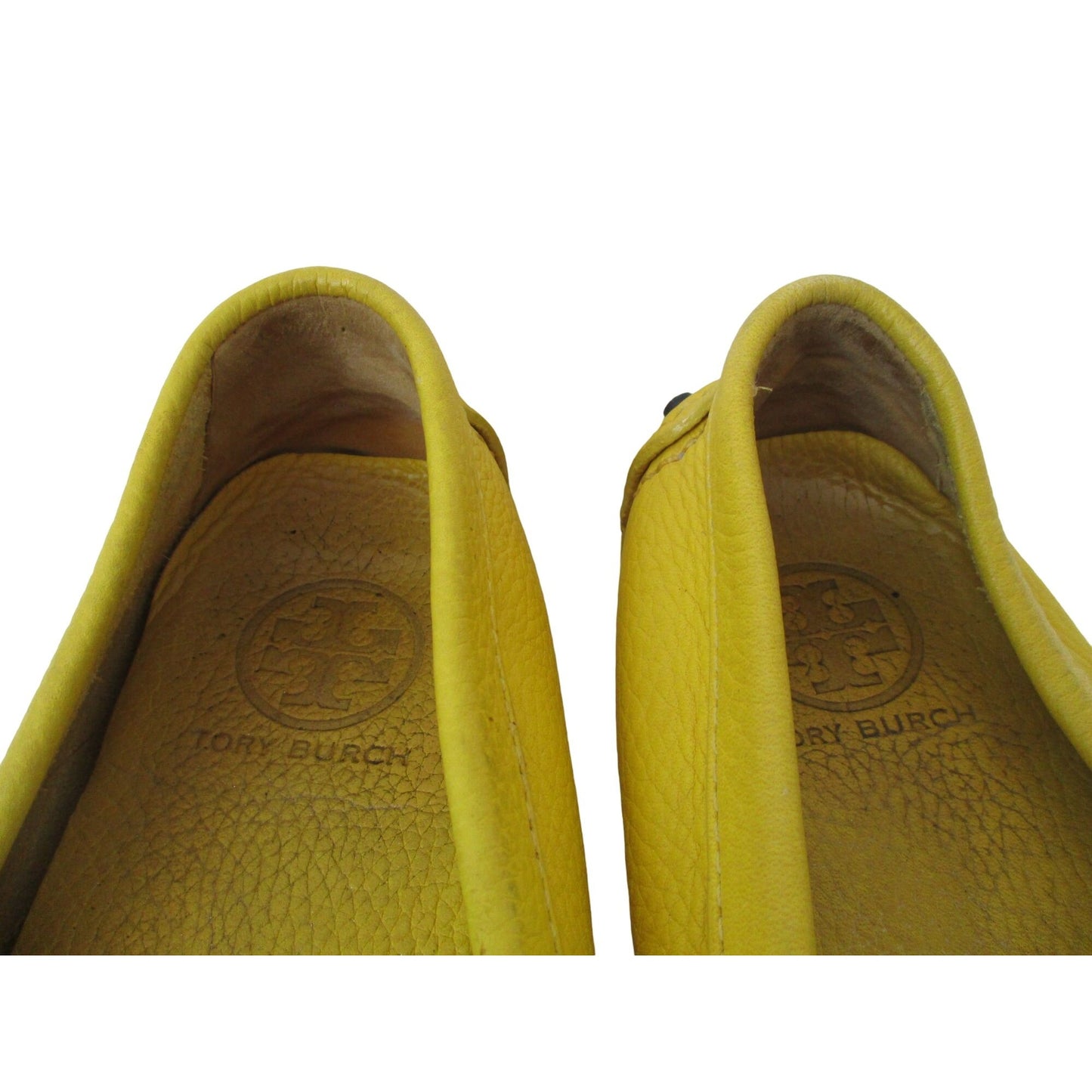 Tory Burch yellow leather size 8 car shoe style loafers