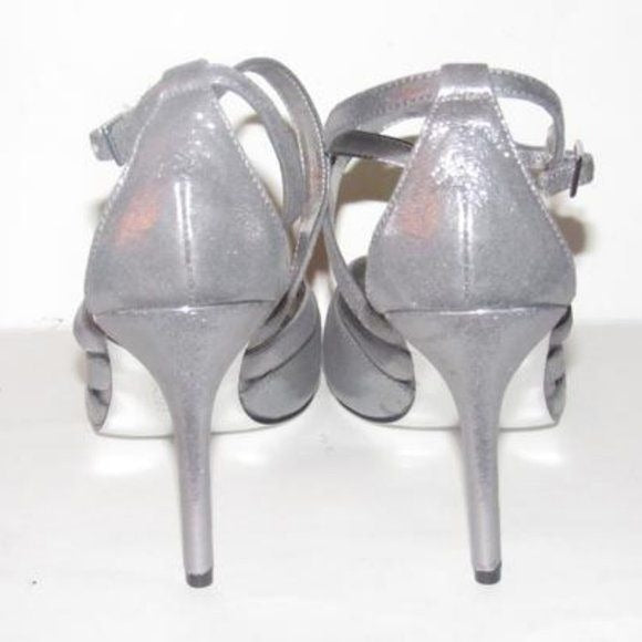 Nina Sparkly Silver Strappy Sandals Stiletto NWOB
