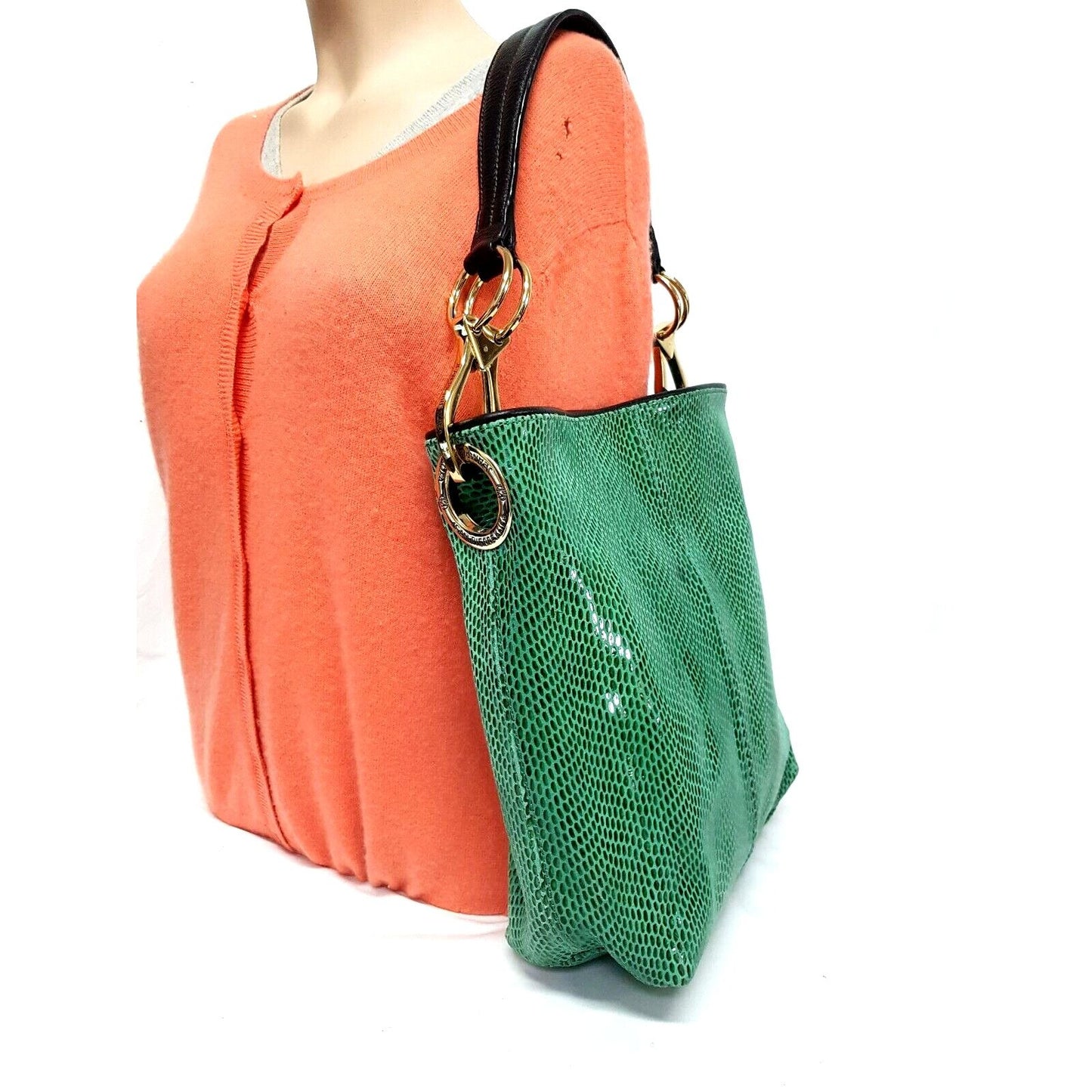 Jean- Pierre Klifa green lizard XL hobo w gold accents