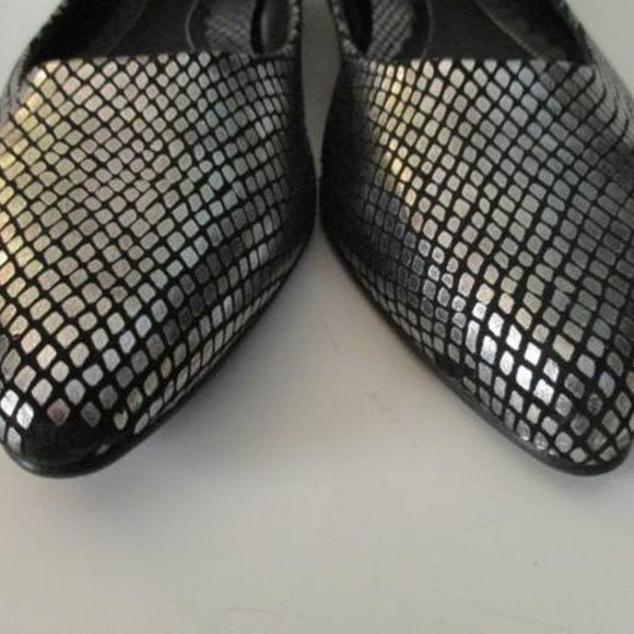 Naturalizer 'Lunar' Black Silver Almond Toe Ballet Flats
