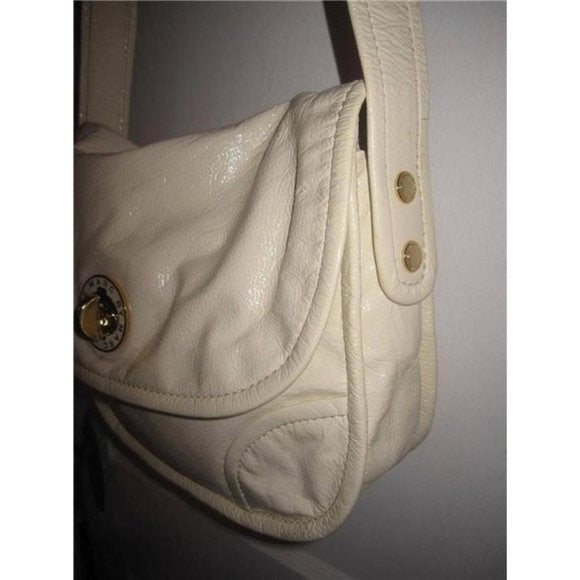 Marc Jacobs, NWT, ivory patent leather and gold, large, satchel, shoulder purse