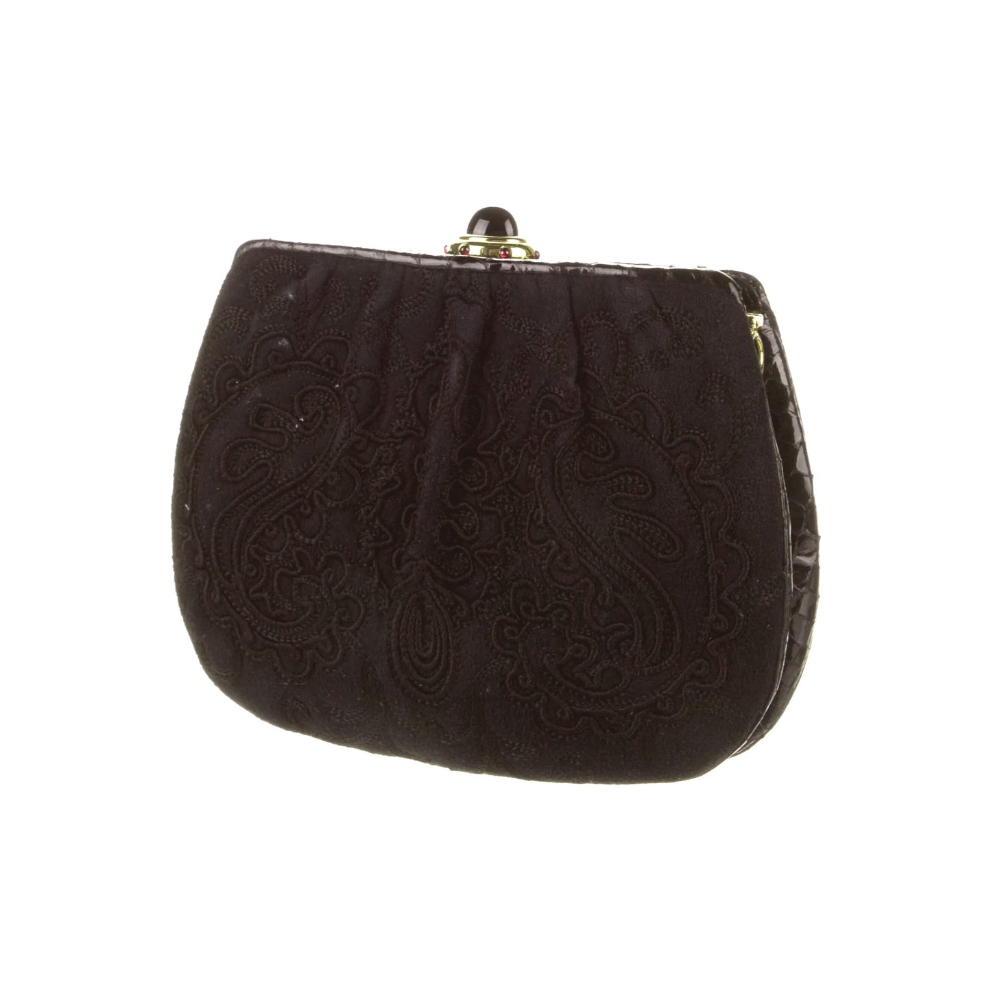 Judith Leiber, snakeskin & suede 2way evening bag w amethyst