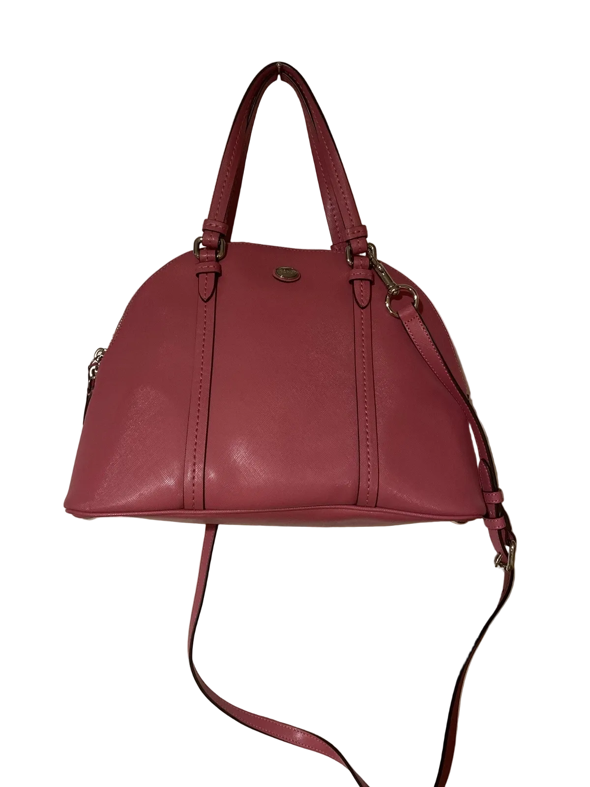 Coach dark pink leather domed top two-way Peyton satchel