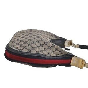 Gucci blue Guccissima print Attache hobo w Sherry stripe