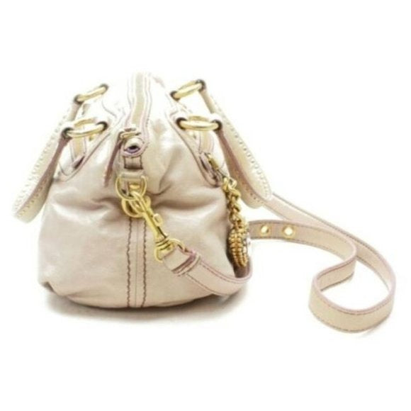 Miu Miu Vitello Lux Crystal Heart Pink Leather Two Way Satchel Cross Body Bag