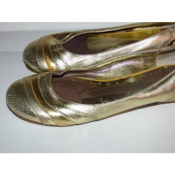 BCBGMaxAzria Textured Gold Silver Metallic Ballet