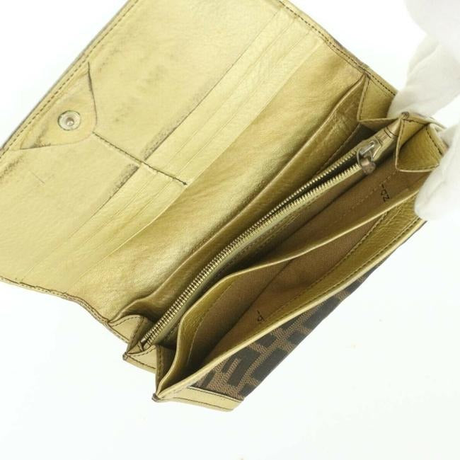 Fendi Zucca Print & Gold Leather Wallet