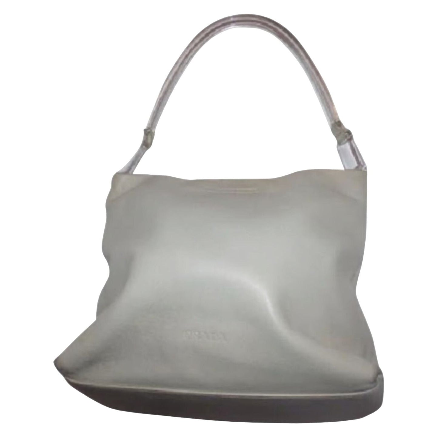 NWT Prada beige/ivory leather handbag w clear Lucite strap
