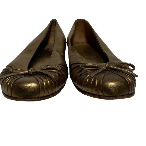 Salvatore Ferragamo Gold Metallic Ballet Flats