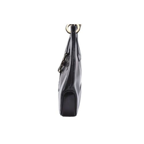 Vintage Tom Ford era black leather Jackie hobo with chrome accents