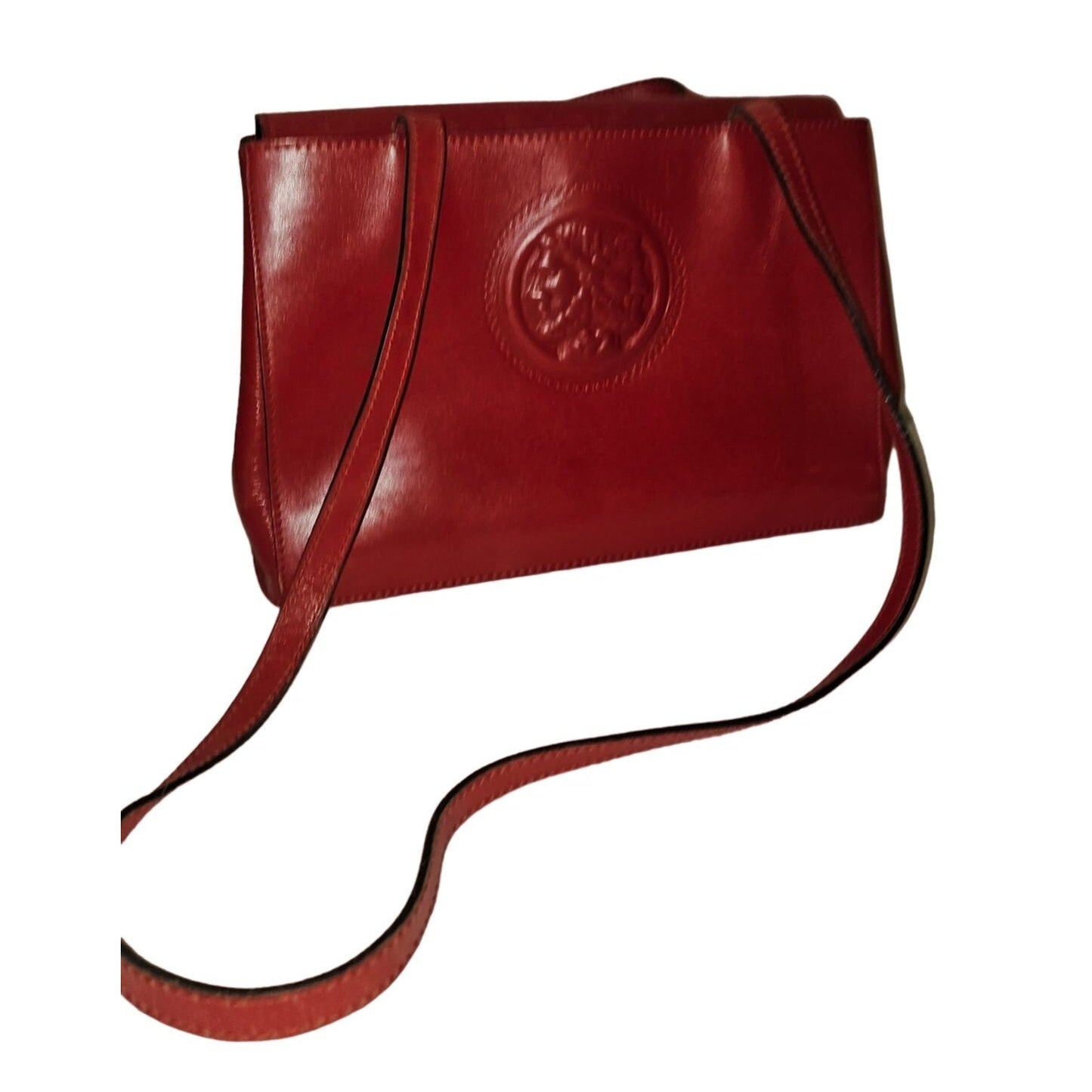 Fendi red leather Janus head satchel