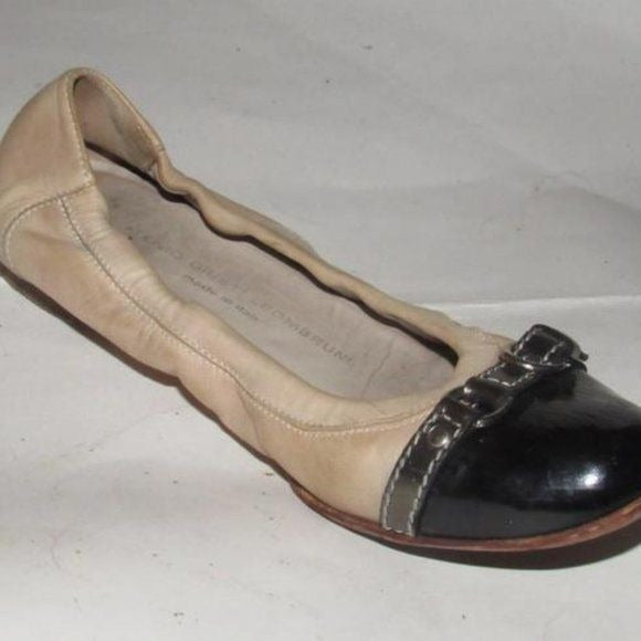 Attilio Giusti Leombruni Metallic Ivory Leather Flats