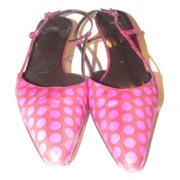 Kate Spade Fuchsia Polka Dots Over Brown Silk