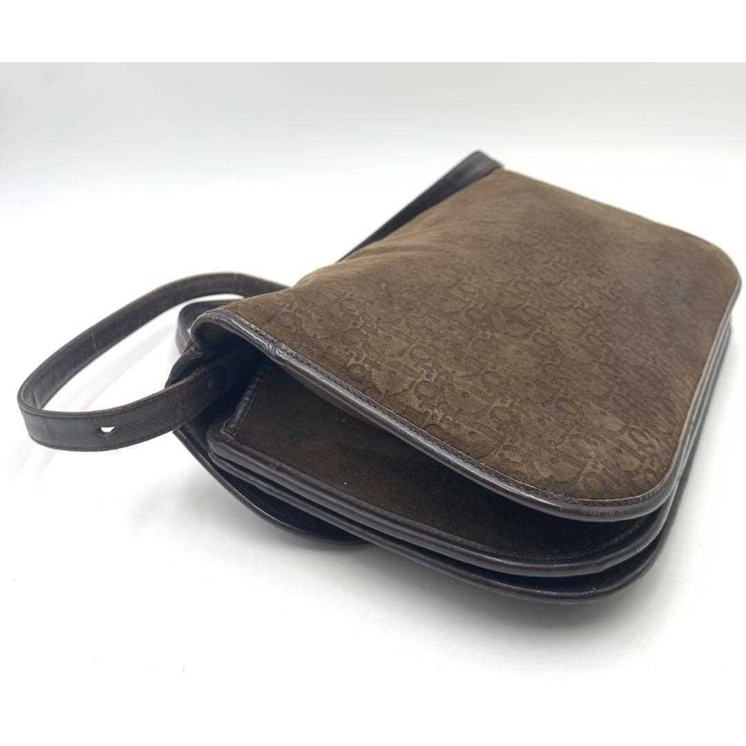 Christian Dior brown trotter print leather two-way purse