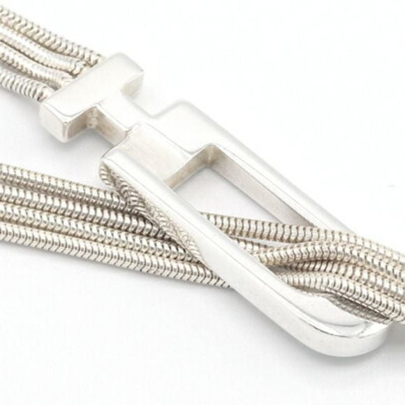 Gucci sterling three strand lariat necklace w square G clasp