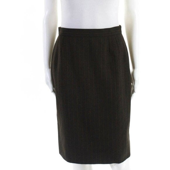 EMANUEL UNGARO WOMENS VINTAGE PINSTRIPED PENCIL SKIRT
