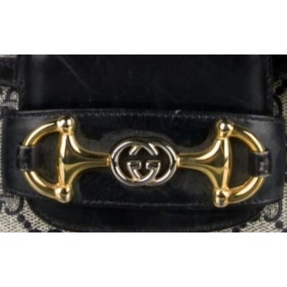 Gucci navy Guccissima leather 1955 Horse-bit shoulder bag