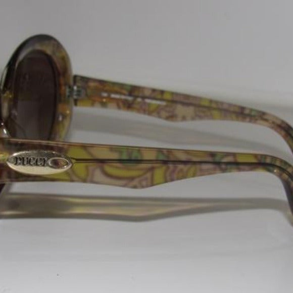 Emilio Pucci Marbleized Heavy Plastic Browns Green