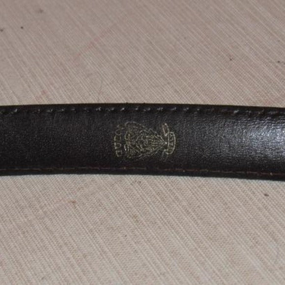 Gucci Vintage Brown Leather Belt w Gold GG Logo Buckle