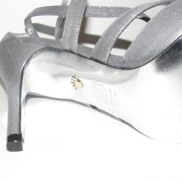 Nina Sparkly Silver Strappy Sandals Stiletto NWOB