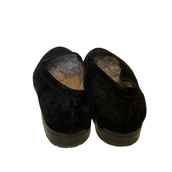 Manolo Blahnik Black Suede Loafer Almond Toe Flats