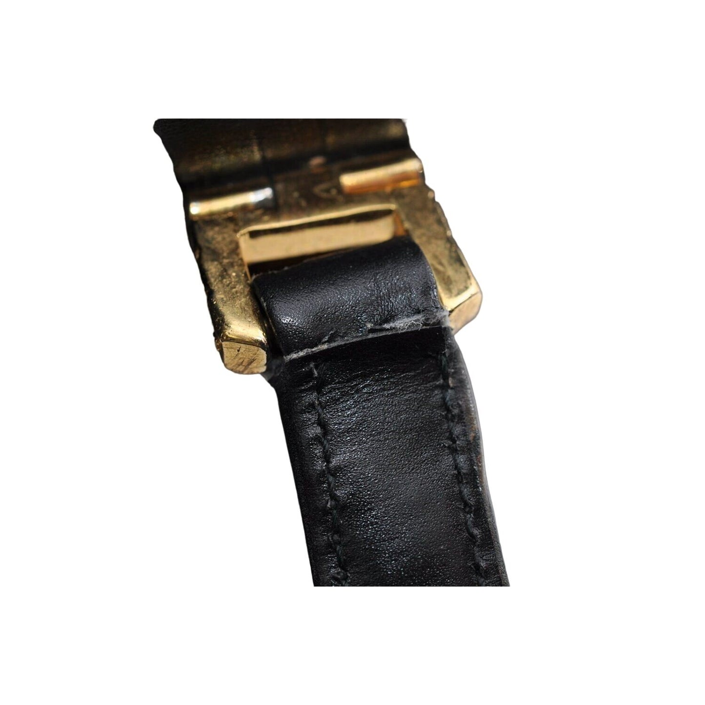 Gucci black leather top handle Kelly bag with blue lapis