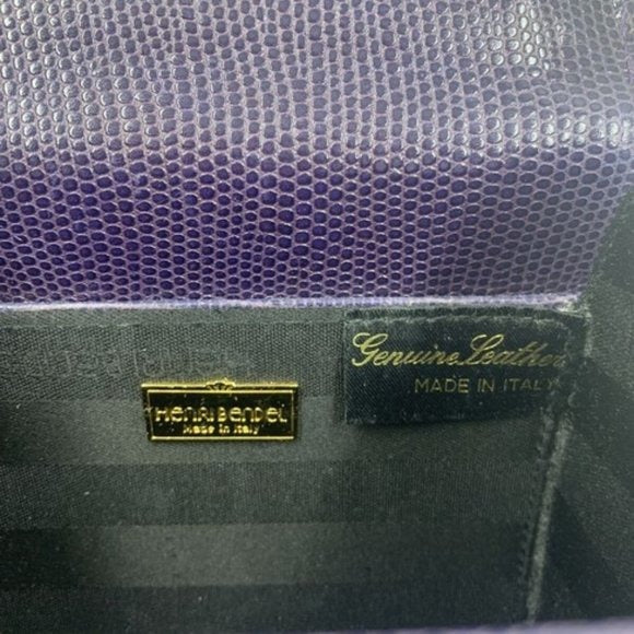 Henri Bendel Purple Reptile Boxy Purse w Gold Chain Strap