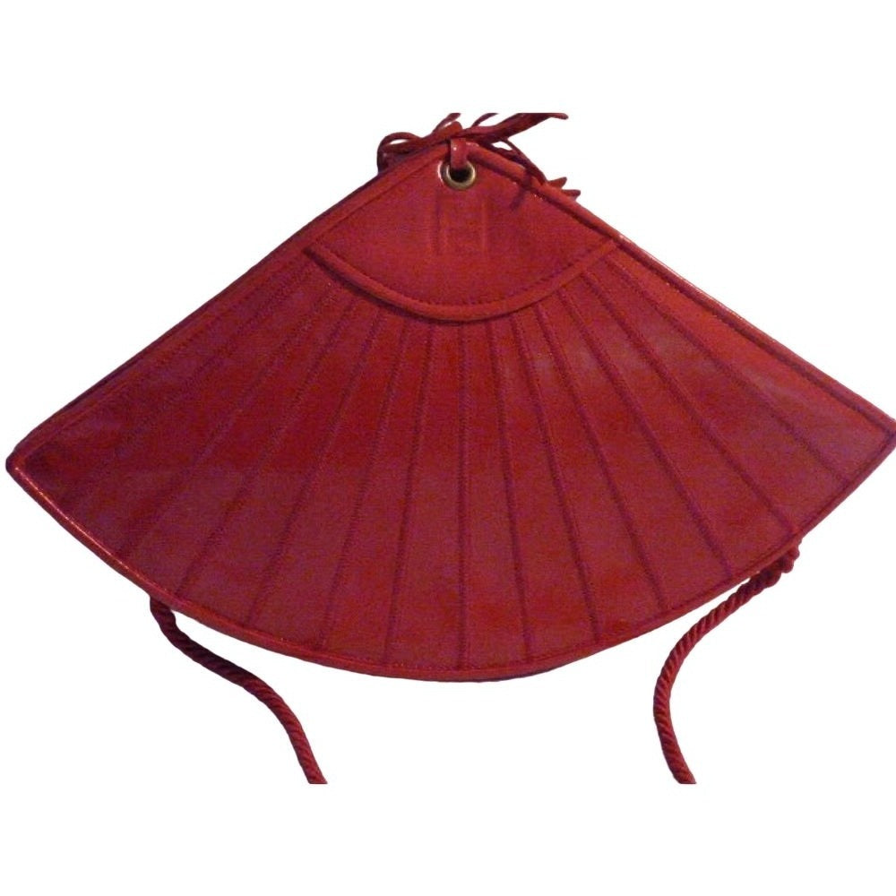 Early Fendi red patent leather stylized fan shaped purse