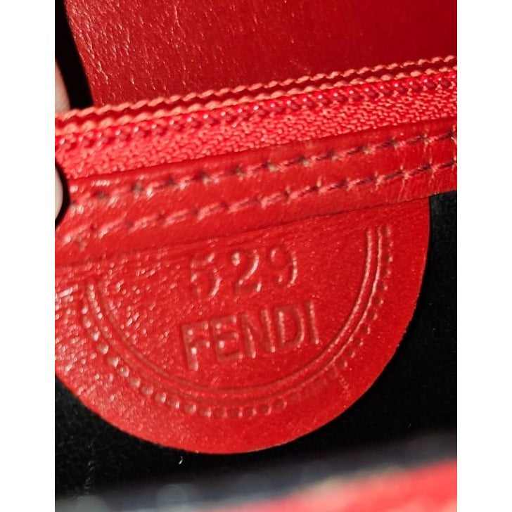 Fendi red leather Janus head satchel