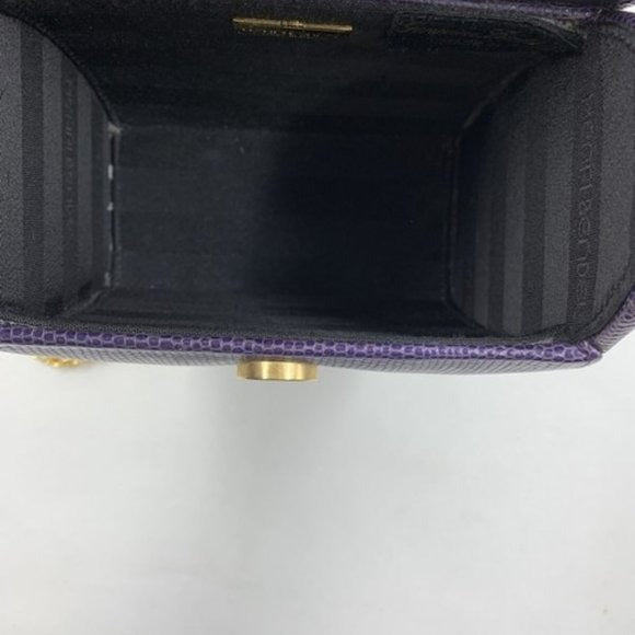 Henri Bendel Purple Reptile Boxy Purse w Gold Chain Strap