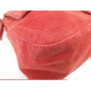 Fendi red suede Mamma Forever baguette w sparkly enamel clasp