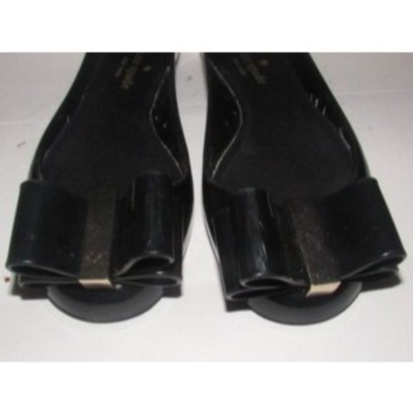 Kate Spade Black Patent Leather Flats w Exaggerated Bow